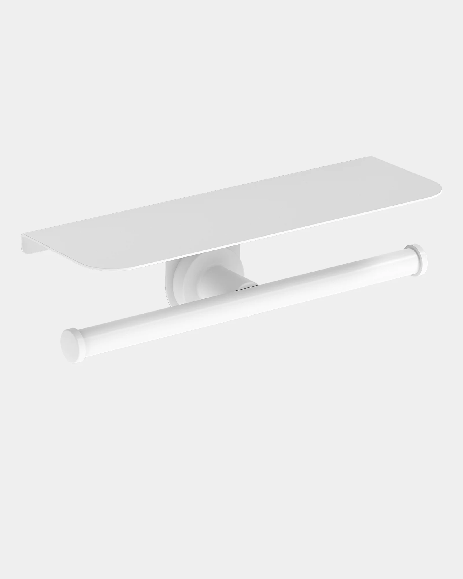 Double toilet roll holder with shelf