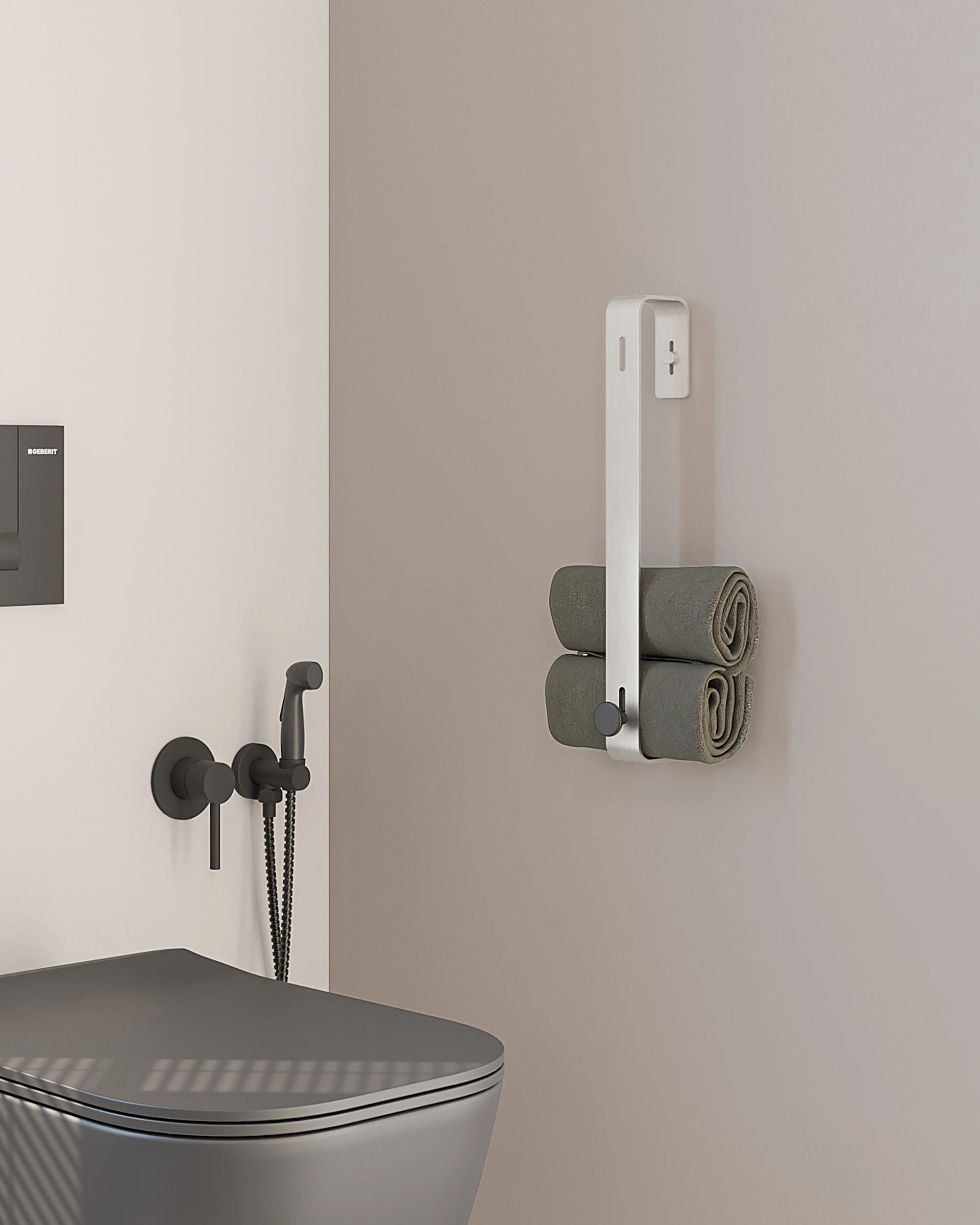 Toallero Vertical + Percha - Inox Satinado