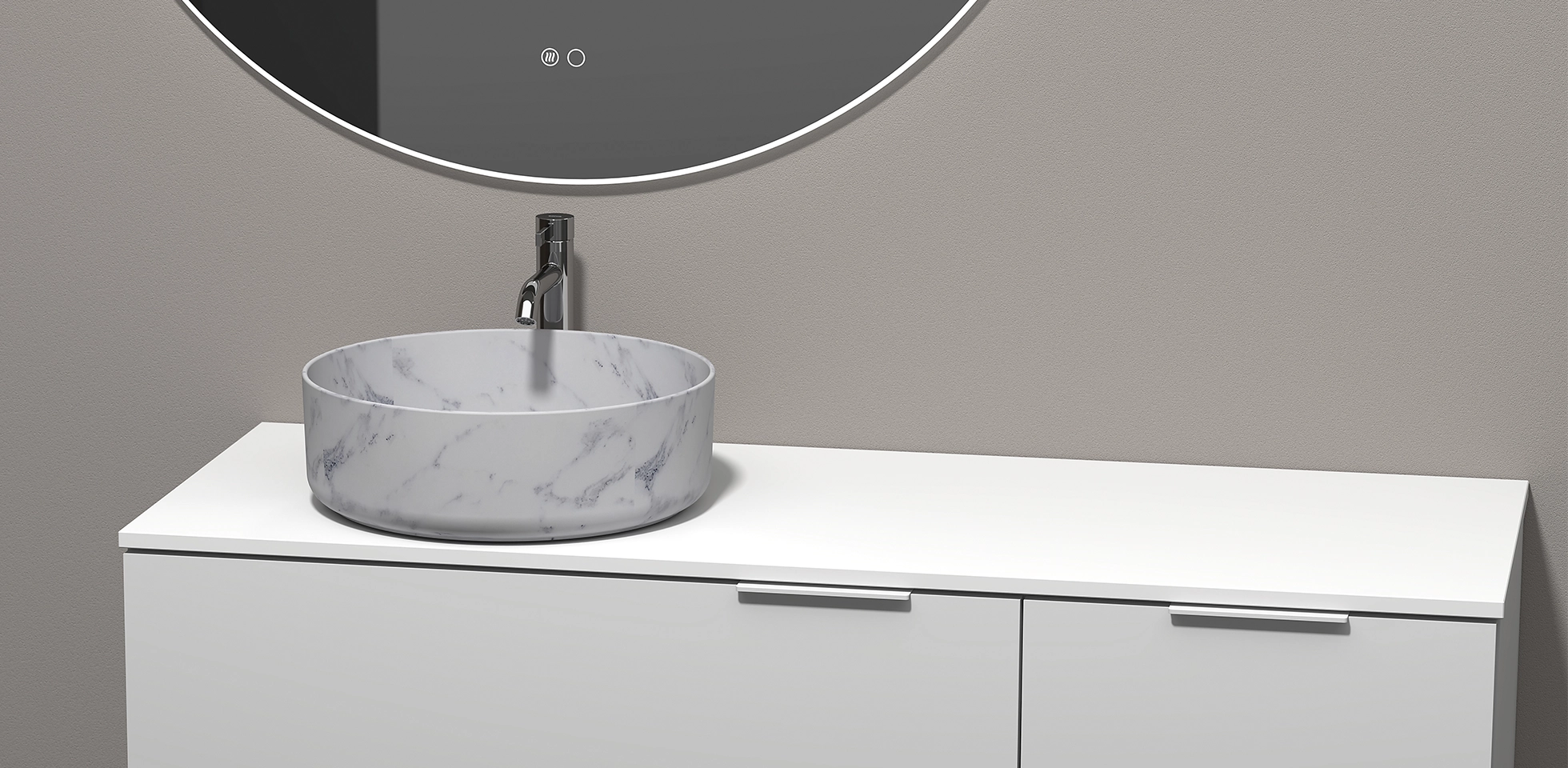 Soho-Sonia-Bath-mueble-contract-almacenamiento-tres-cajones-blanco-lavabo-sx12-calacatta-tirador-slim-blanco