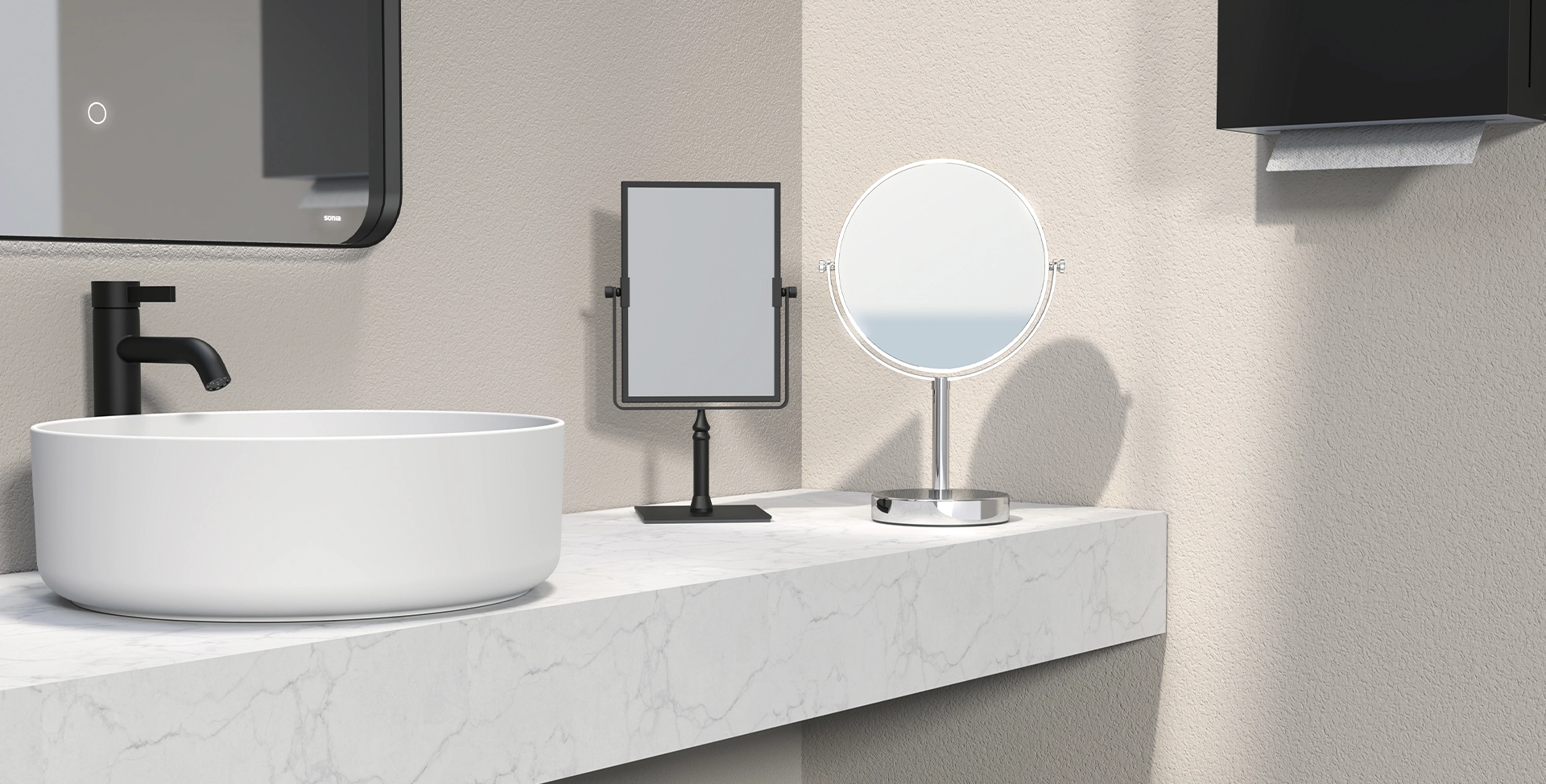 sonia-bath-espejo-aumento-equipamiento-bano-lupa-pared-luz-negro-cromo-circular-cuadrado-encimera